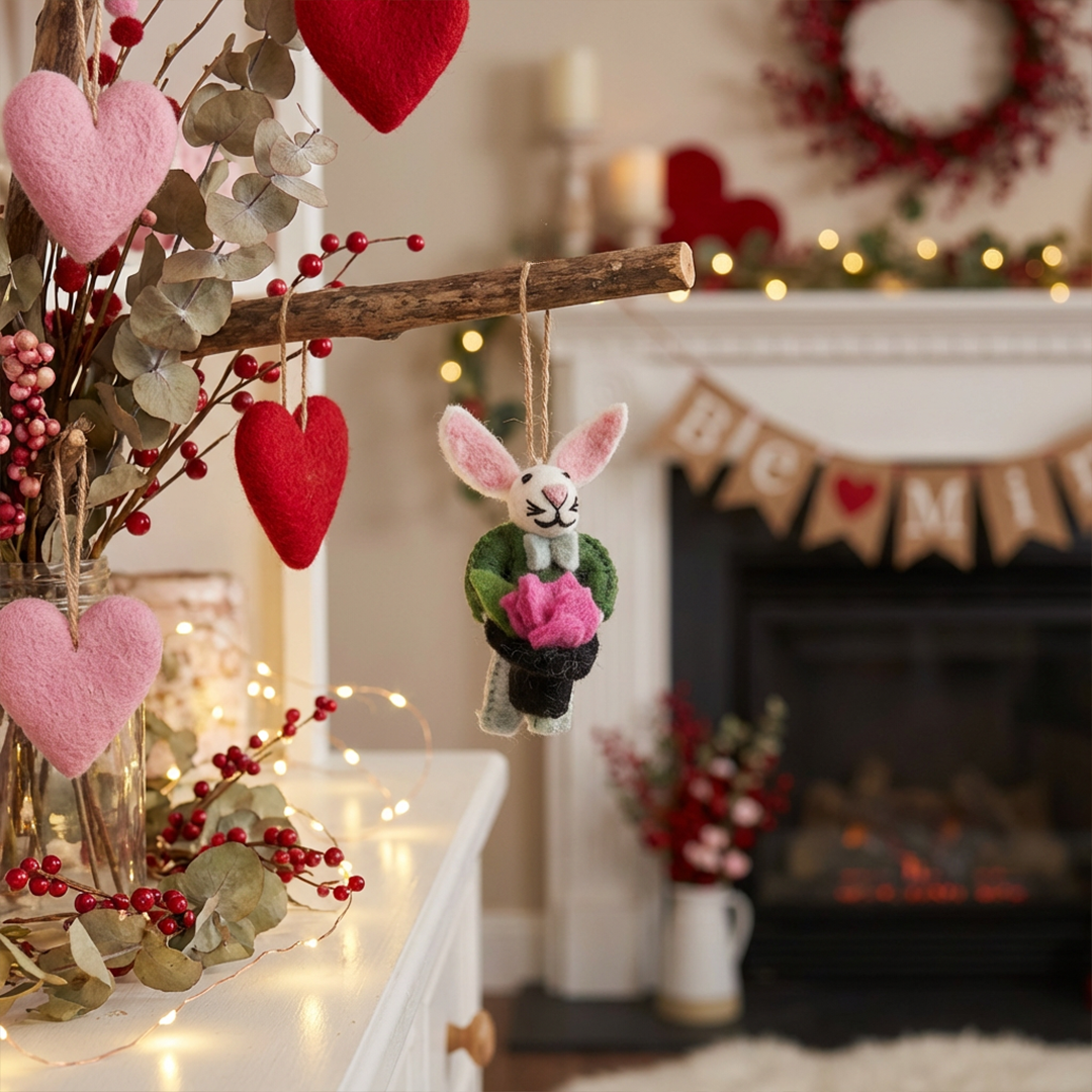 Handmade Felt Merlin the Rabbit Hanging Decoration
