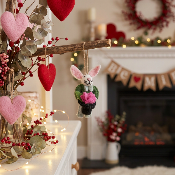 Handmade Felt Merlin the Rabbit Hanging Decoration
