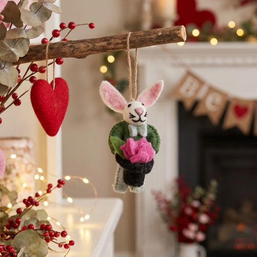 Handmade Felt Merlin the Rabbit Hanging Decoration