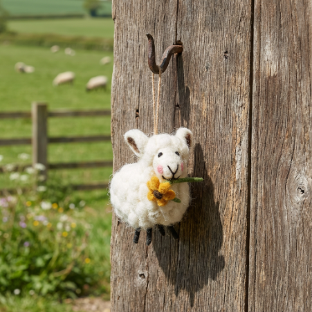 Handmade Felt Meryl Sheep  Spring Easter Hanging Decoration