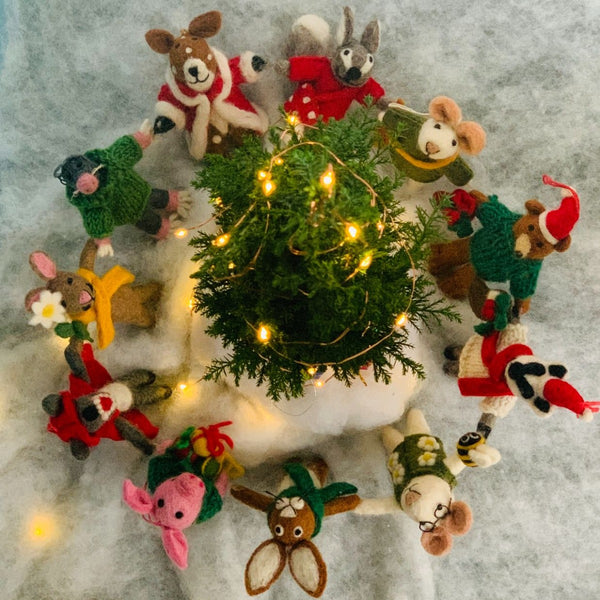 Handmade Felt Claus the Christmas Bear Hanging Decoration