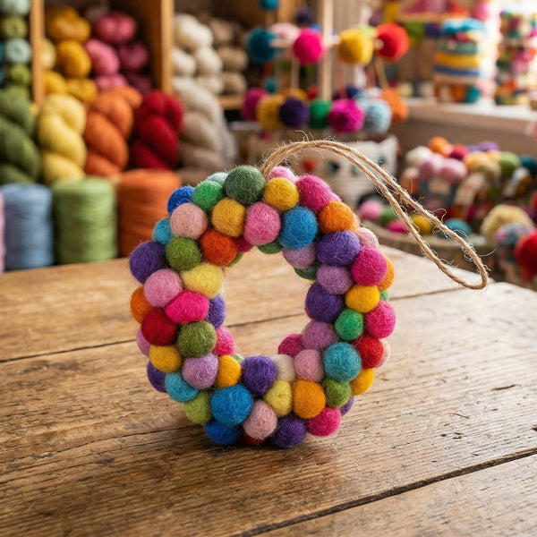 Handmade Felt Mini Christmas Multi-coloured Wreath hanging decorations