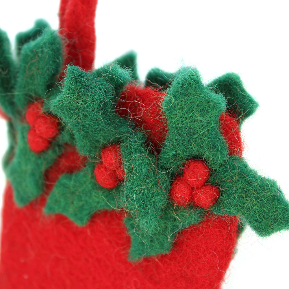 Handmade Felt Biodegradable Mini Christmas Stocking Hanging Decoration