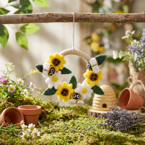 Handmade Felt Mini Spring Bee Wreath
