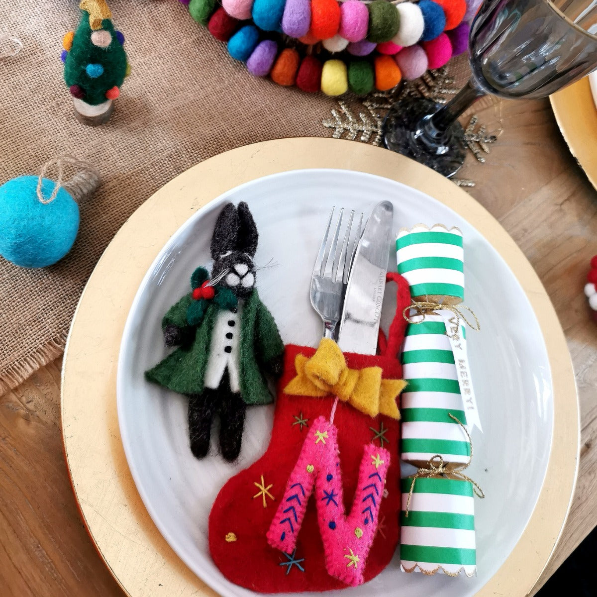 Handmade Felt Funky Mini Alphabet Stockings