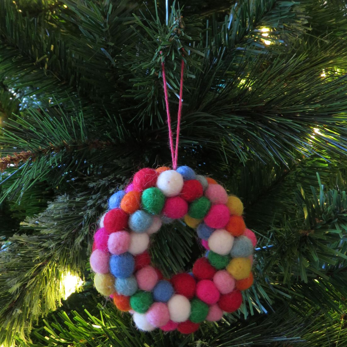 Handmade Felt Mini Christmas Multi-coloured Wreath hanging decorations
