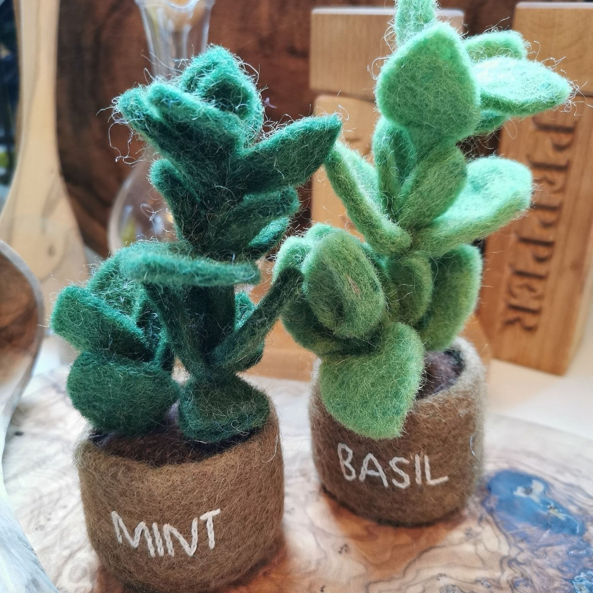 Handmade Felt Potted Herbs Standing Decoration