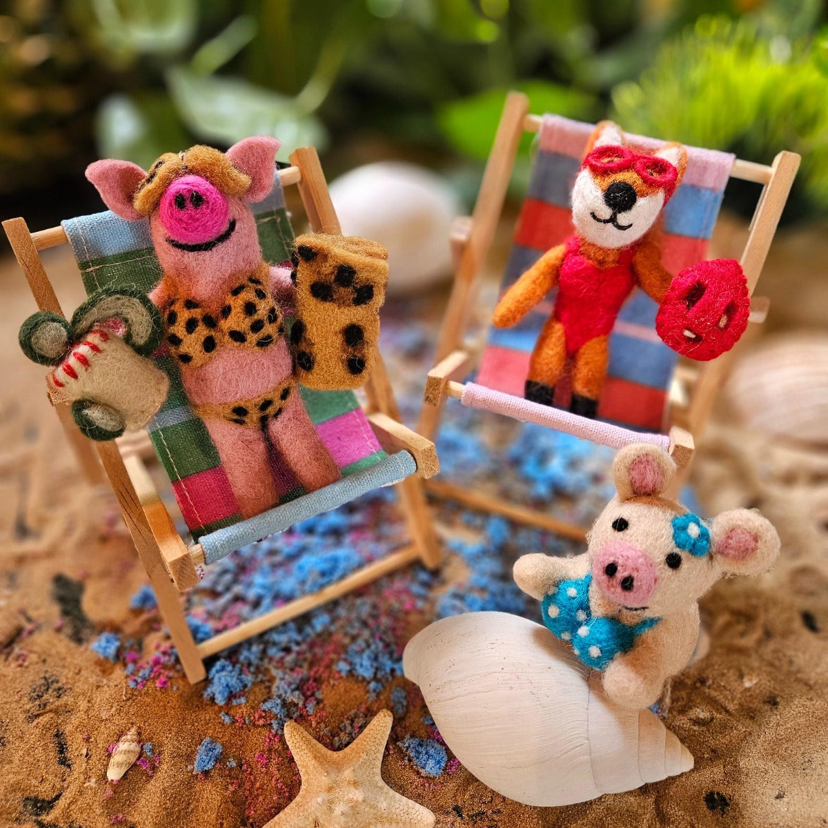 Handmade Felt Misses Piggy Beach Pig Hanging Decoration
