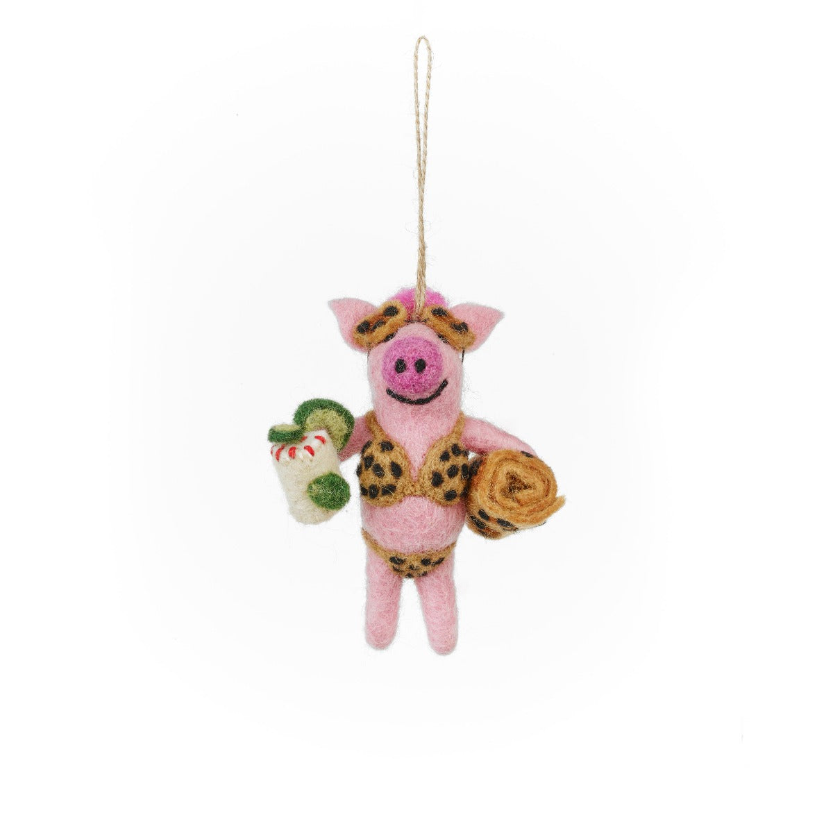 Handmade Felt Misses Piggy Beach Pig Hanging Decoration