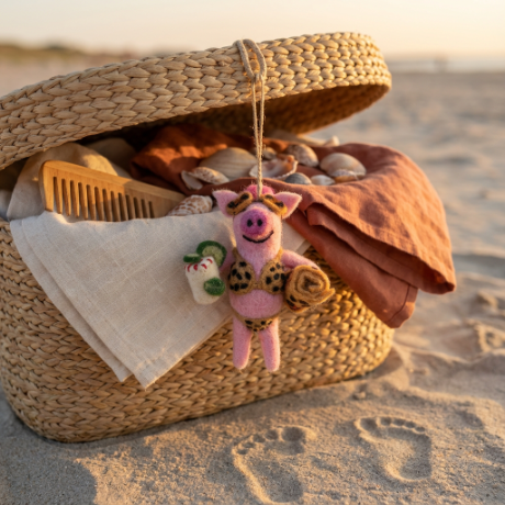 Handmade Felt Misses Piggy Beach Pig Hanging Decoration