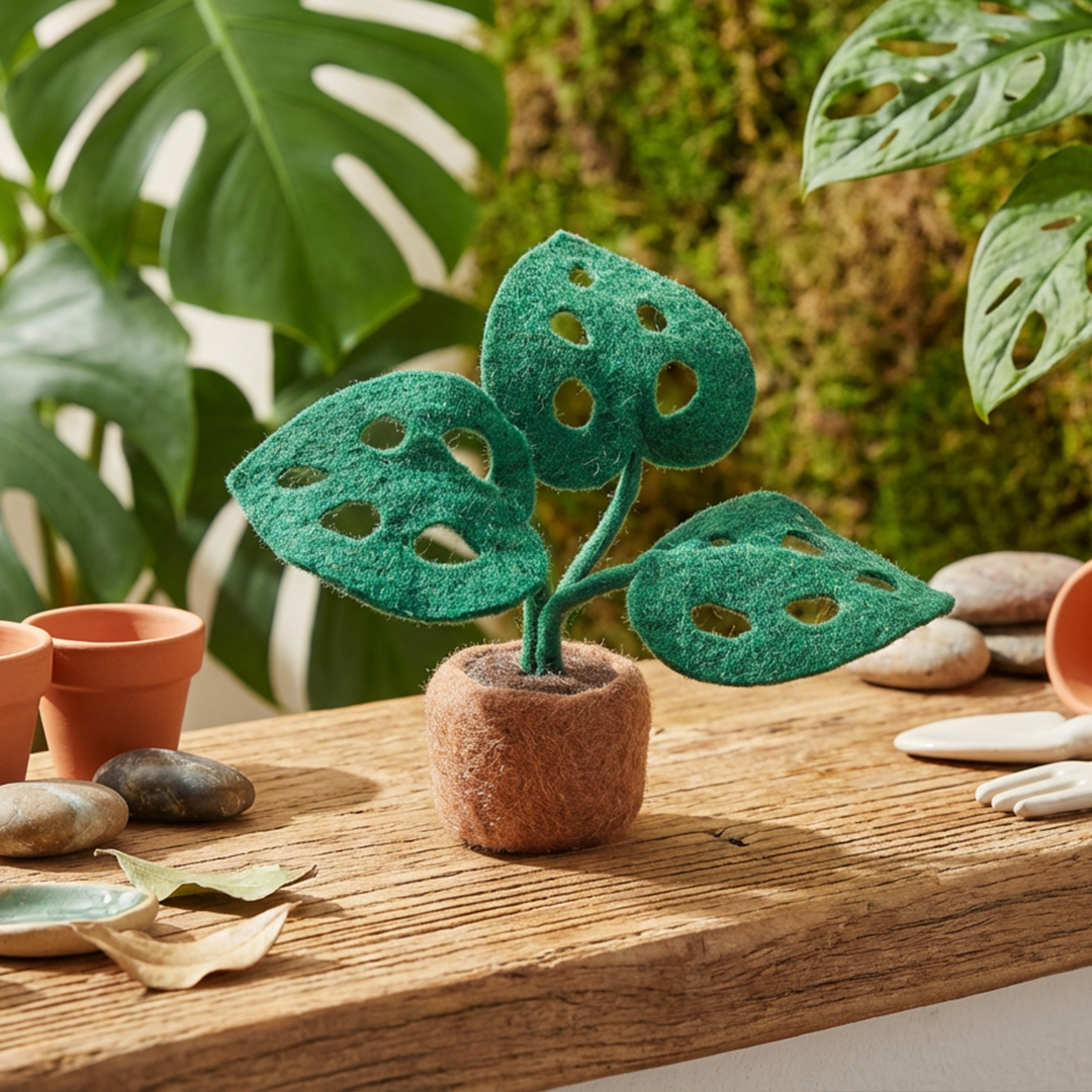 Handmade Felt Monstera Deliciosa Standing Plant Decoration