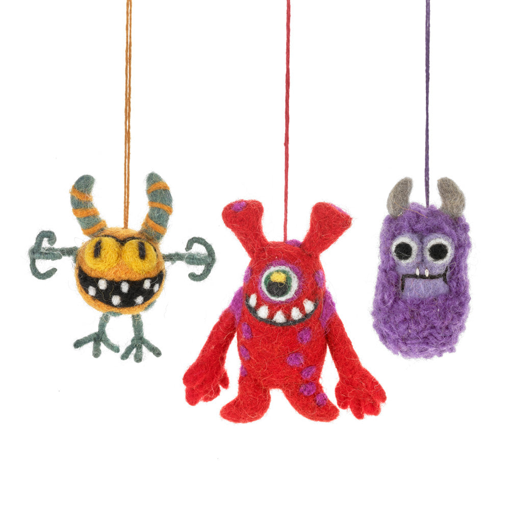 Handmade Felt Assorted Moody Monsters Hanging Decorations