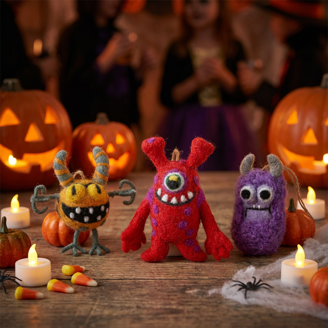 Handmade Felt Assorted Moody Monsters Hanging Decorations