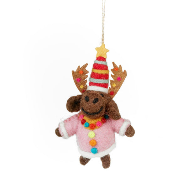 Handmade Felt Morris the Chirstmas Mouse Hanging Decoration