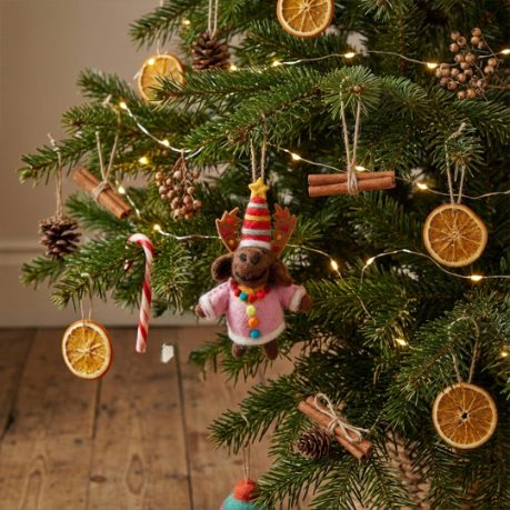 Handmade Felt Morris the Chirstmas Mouse Hanging Decoration