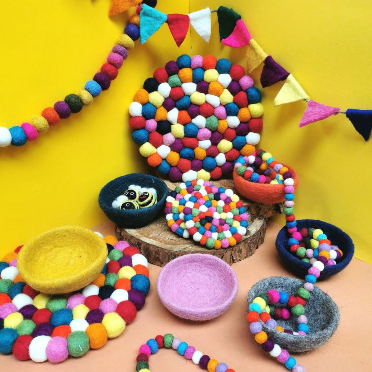 Handmade Felt Colourful Trinket Dish Home Decoration