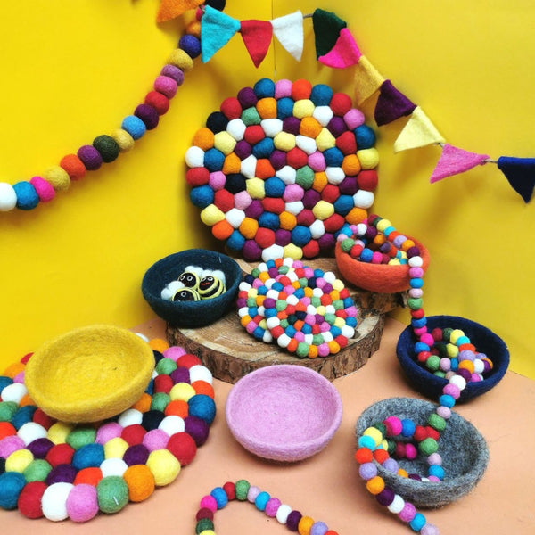 Handmade Felt Colourful Trinket Dish Home Decoration