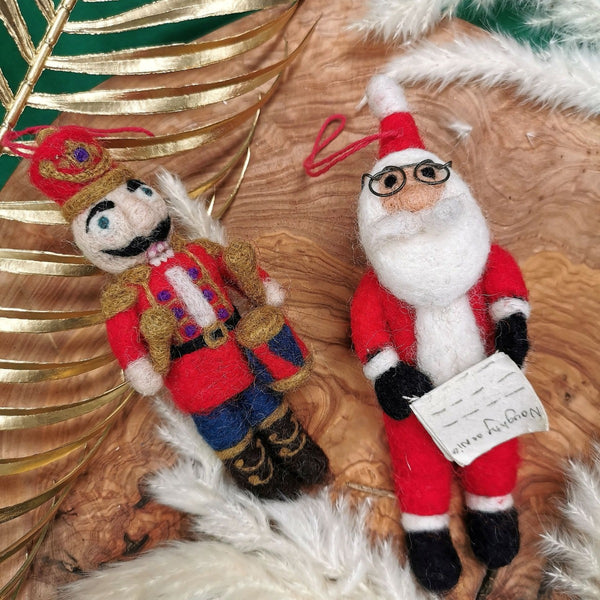 Handmade Felt Naughty or Nice Santa Hanging Christmas Decoration