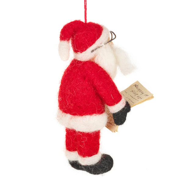 Handmade Felt Naughty or Nice Santa Hanging Christmas Decoration
