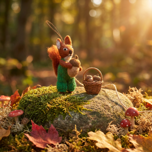 Handmade Felt Nelly Nutkins Squirrel Hanging Decoration