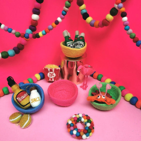 Handmade Felt Fairtrade Flamingo Keyring