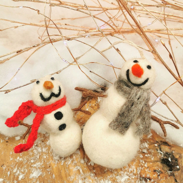 Handmade Felt Norman the Snowman Hanging Christmas Decoration