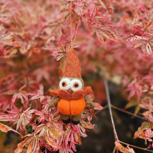 Handmade Felt Ozzy the Owl Autumnal Hanging Decoration