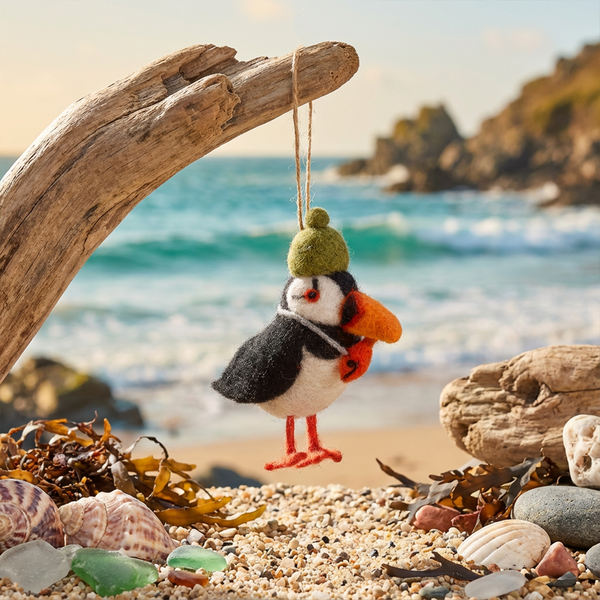 Handmade Felt Paddy the Puffin Hanging Decoration