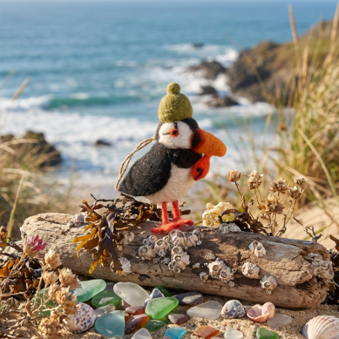Handmade Felt Paddy the Puffin Hanging Decoration