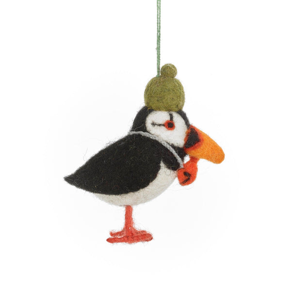 Handmade Felt Paddy the Puffin Hanging Decoration