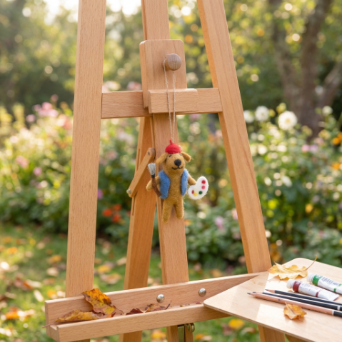 Handmade Felt Painting Pooch Artist Dog Hanging Decoration