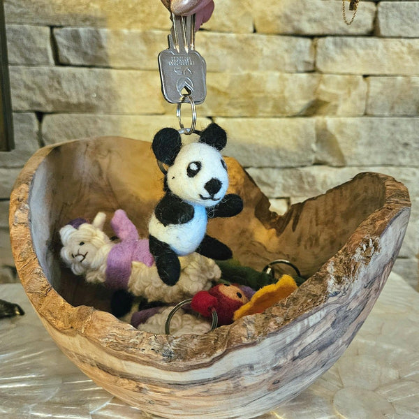 Handmade Felt Panda Keyring Decoration