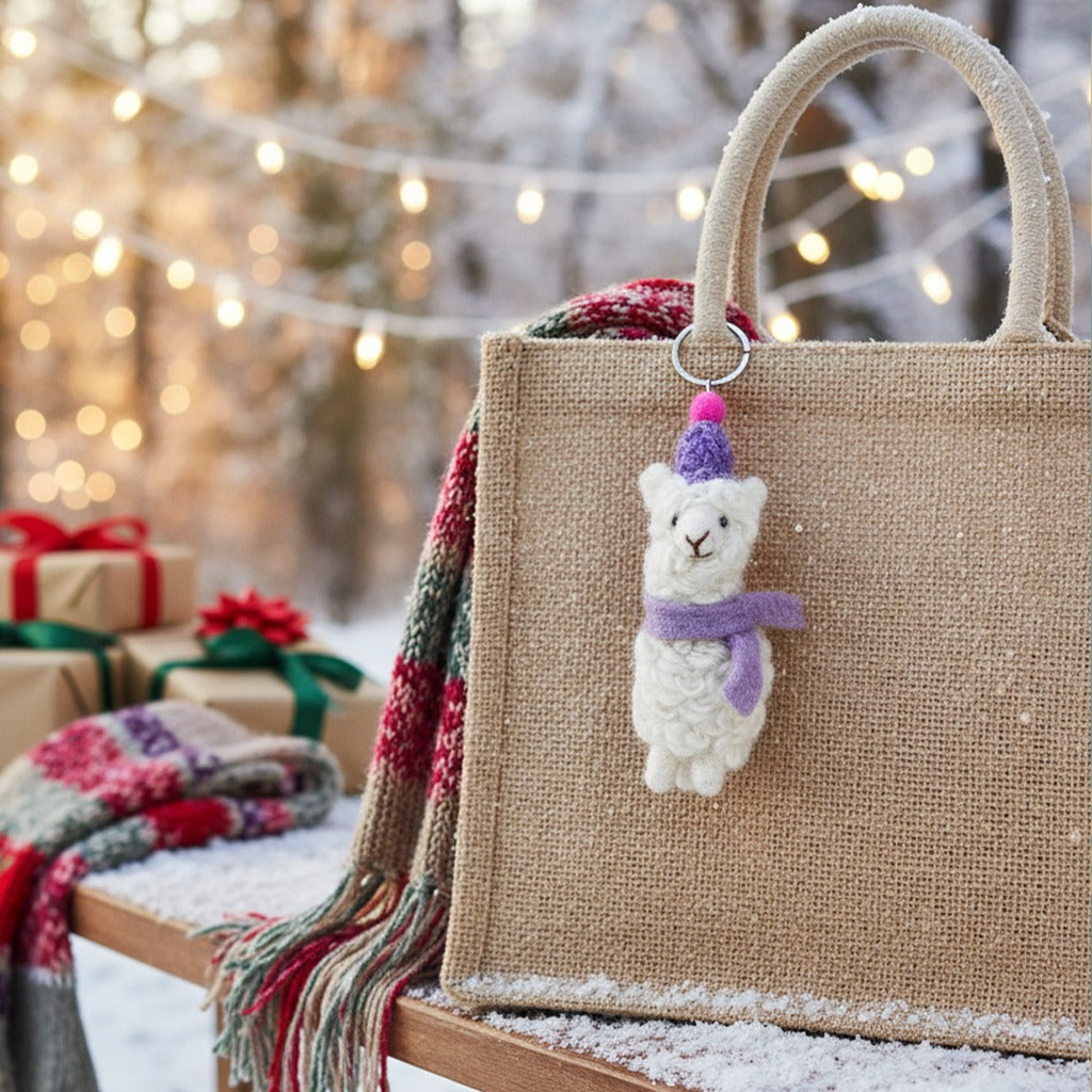 Handmade Felt Party Alpaca Keyring Decoration