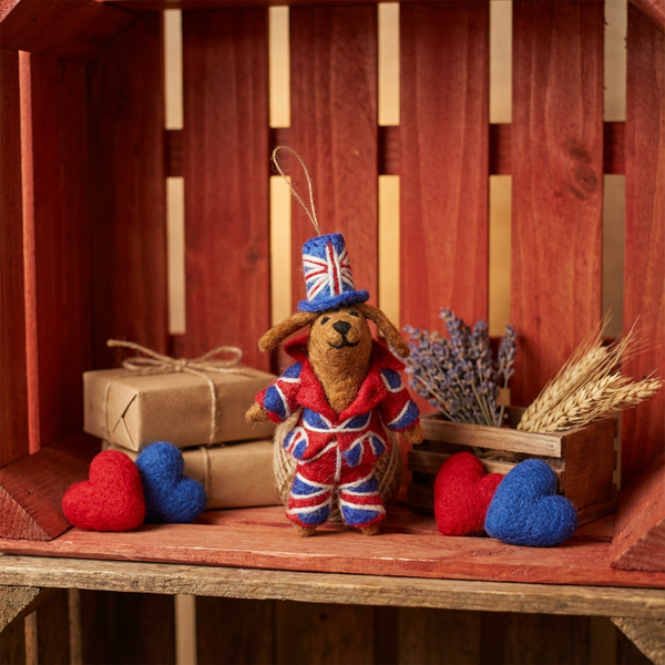 Handmade Felt Patriotic Pooch Hanging London Decoration