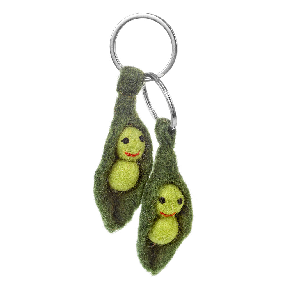 Handmade Felt Peas in a Pod Friendship Valentines Keyrings