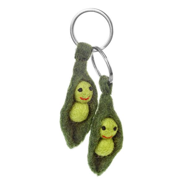 Handmade Felt Peas in a Pod Friendship Valentines Keyrings