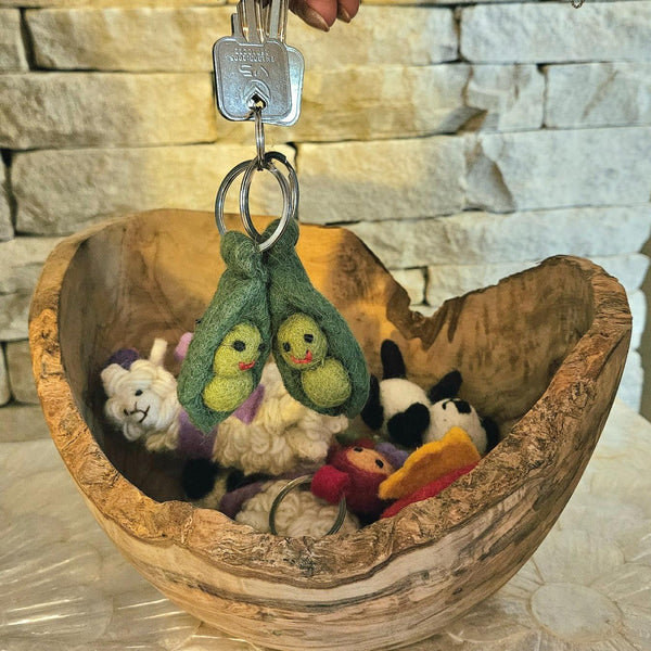 Handmade Felt Peas in a Pod Friendship Valentines Keyrings