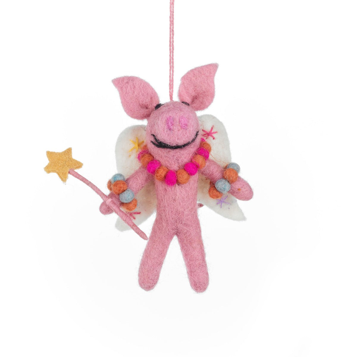 Handmade Felt Penelope Porker Pig Fairy Hanging Christmas Decoration