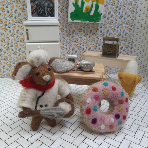 Handamde Felt Penny the Patisserie Chef Hanging Decoration