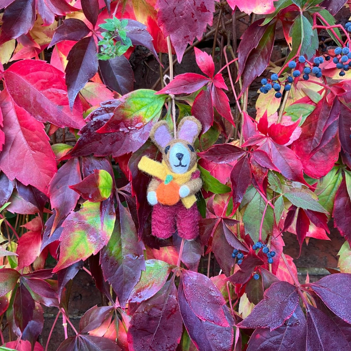 Handmade Felt Penny the Pumpkin Rabbit Hanging Autumnal Decoration