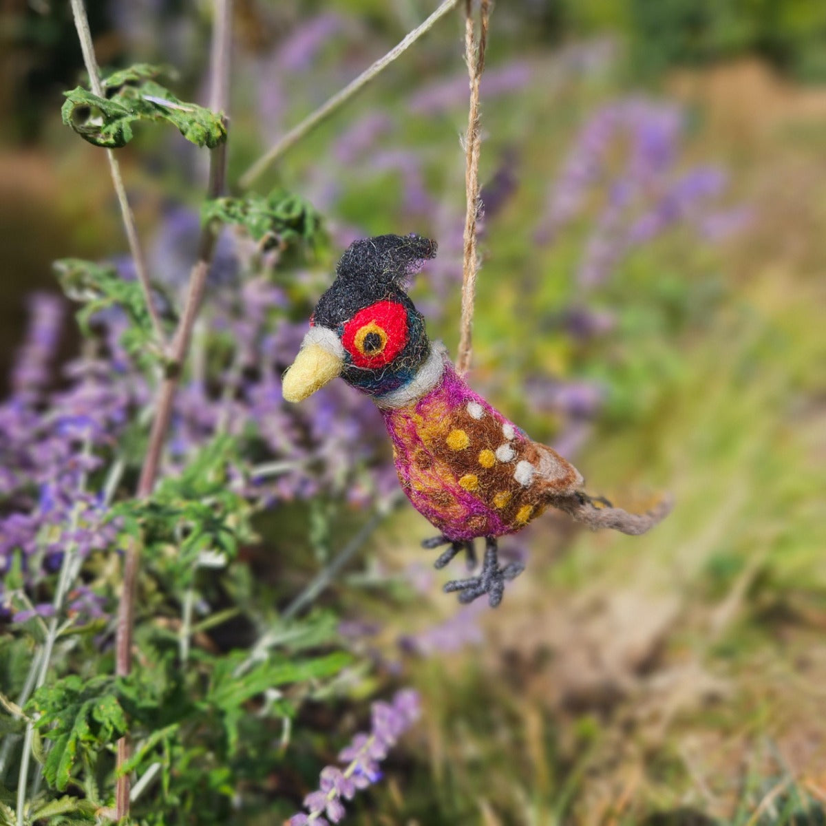 Handmade Felt Philippa the Pheasant Woodland Bird Hanging Decoration