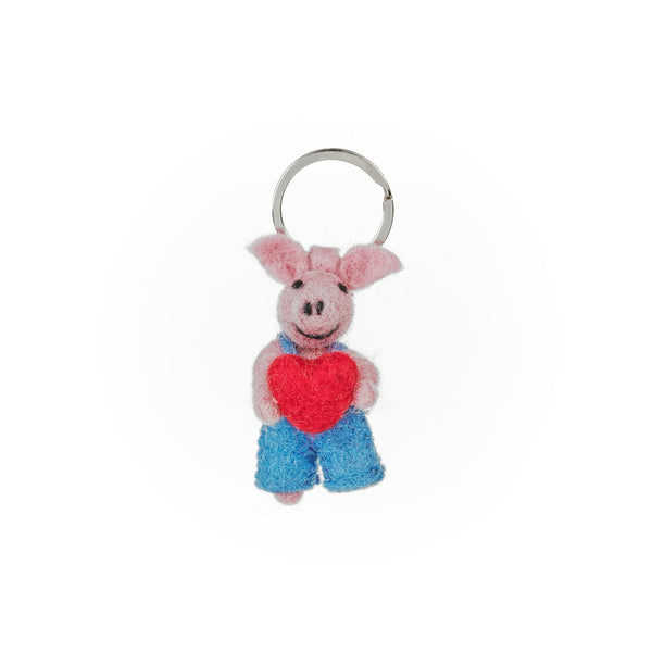 Handmade Felt Piglet Keyring