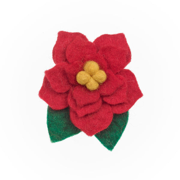 Handmade Felt Christmas Poinsettia Brooch