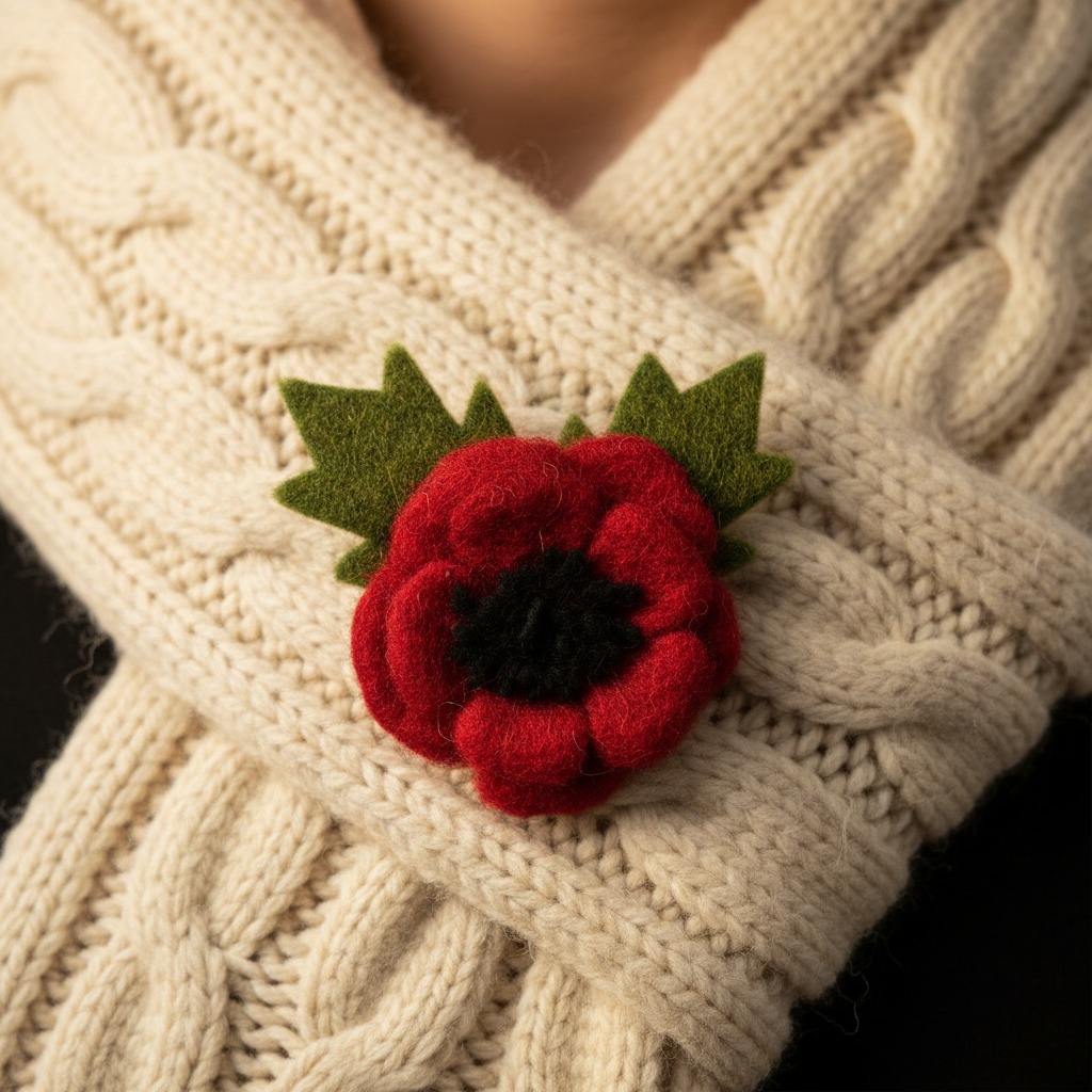 Handmade Felt Remembrance Poppy Brooch