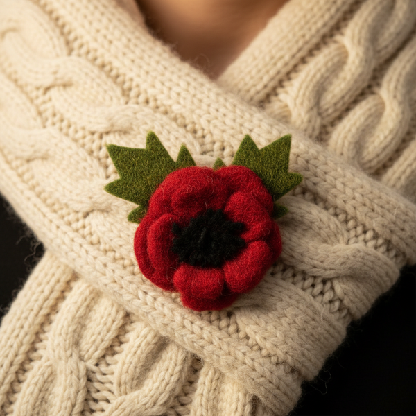 Handmade Felt Remembrance Poppy Brooch