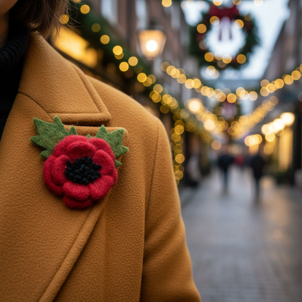 Handmade Felt Remembrance Poppy Brooch