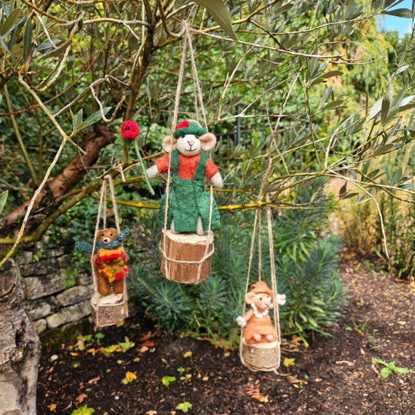 Handmade Felt Poppy the Mouse Hanging Decoration