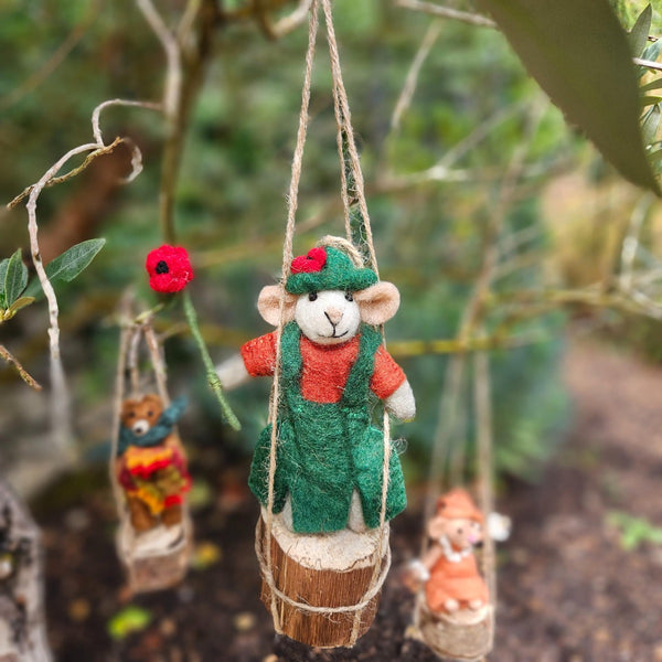 Handmade Felt Poppy the Mouse Hanging Decoration