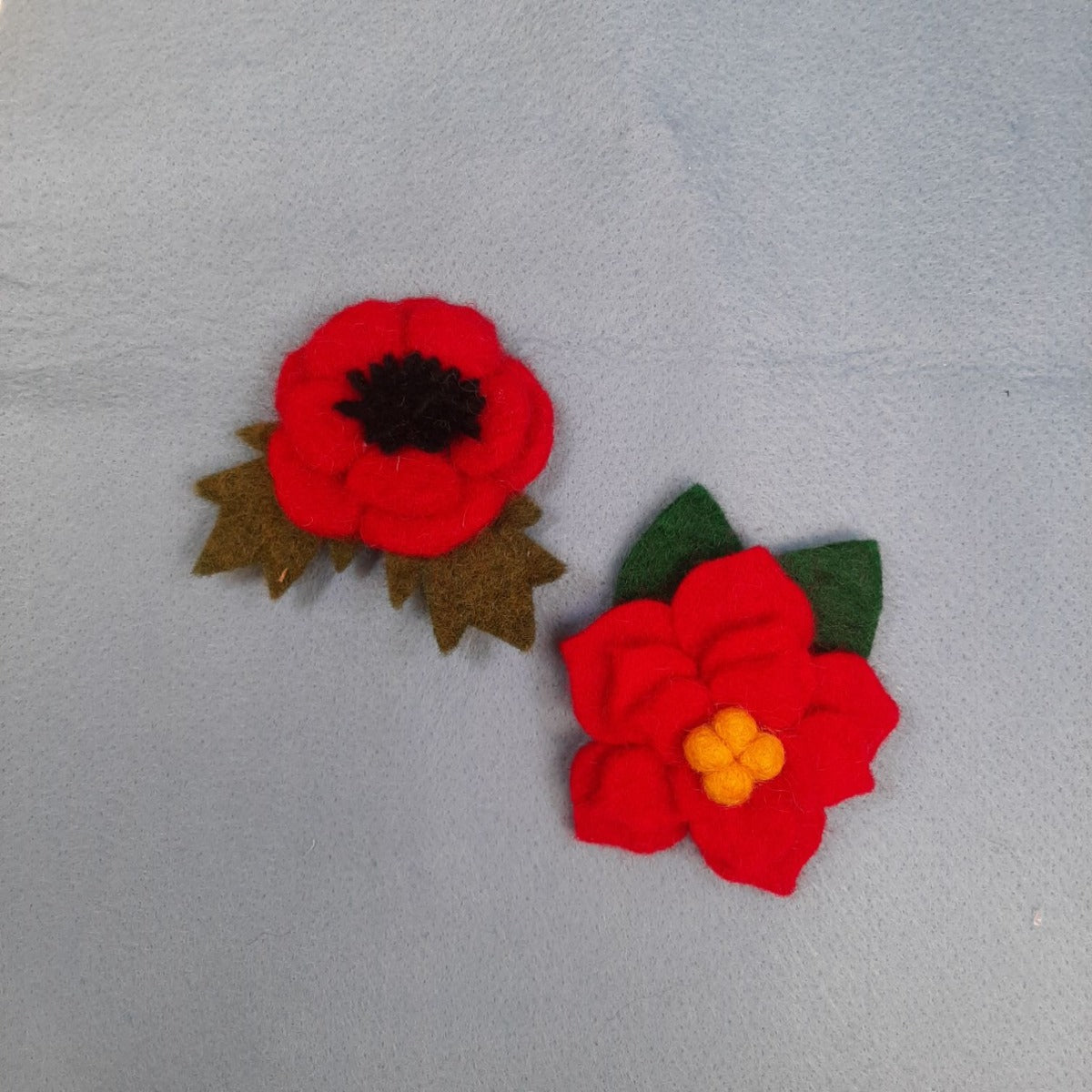 Handmade Felt Christmas Poinsettia Brooch