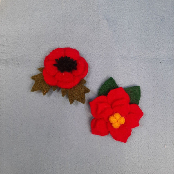 Handmade Felt Christmas Poinsettia Brooch